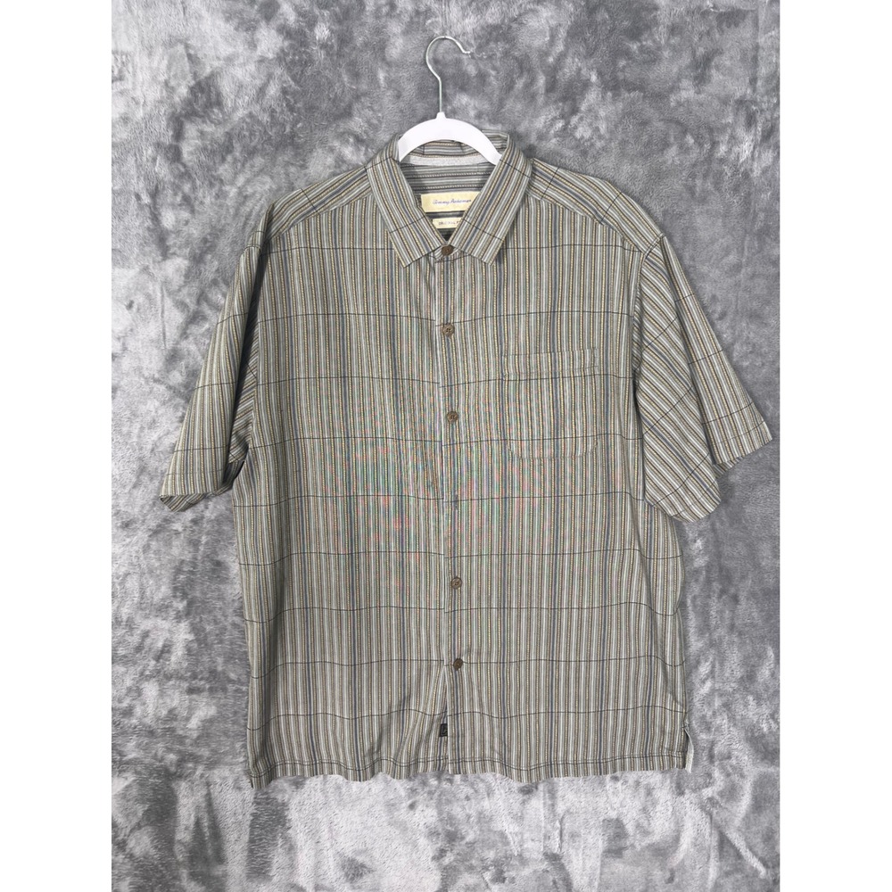 Tommy Bahama Mens Original Fit Short Sleeve Striped Button Down Shirt T39411 XL